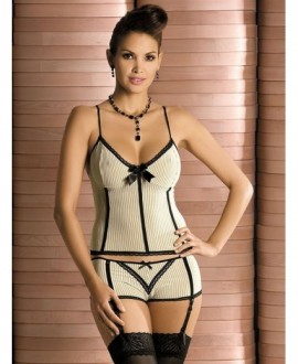 Souprava Obsessive Cafellate corset + shorts